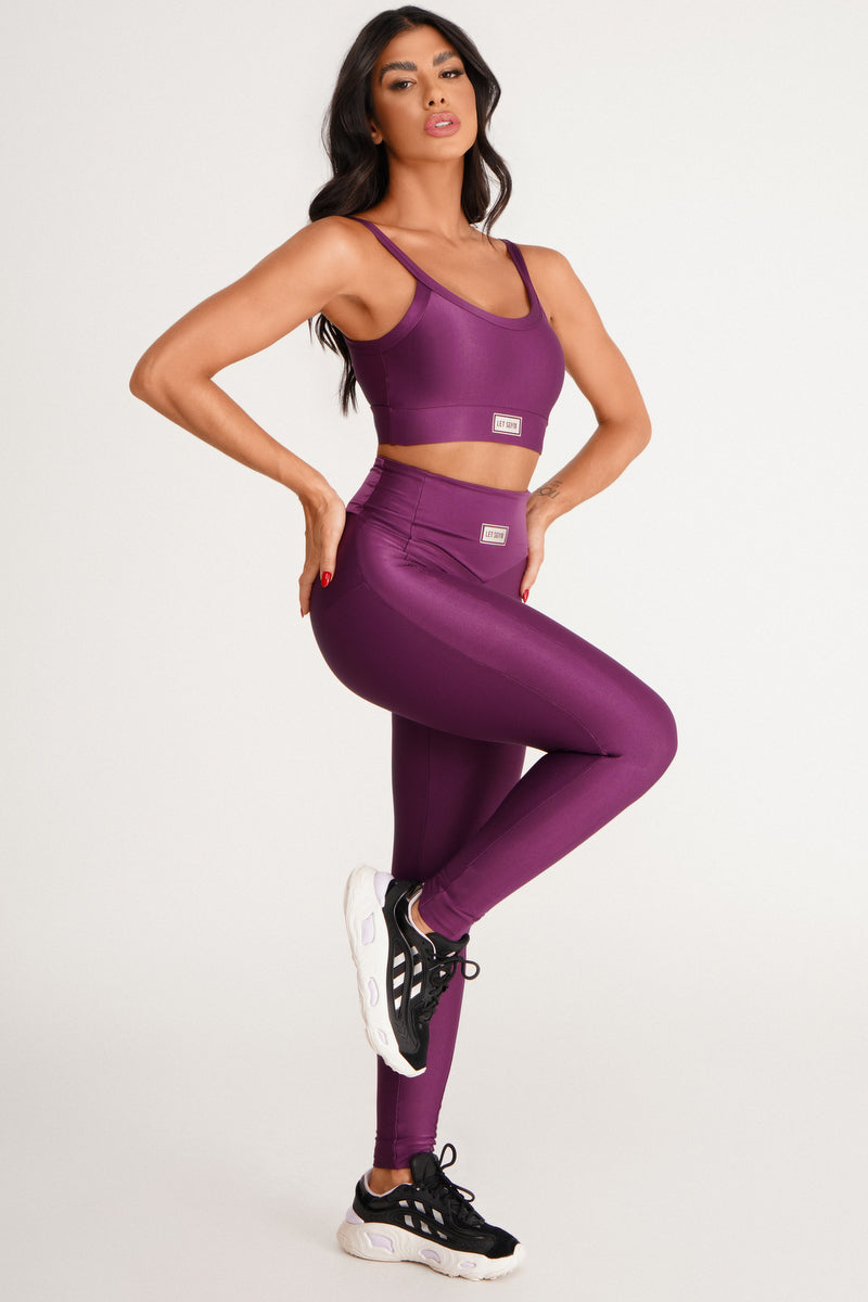 Conjunto Top e Legging Bright Roxo Lets Gym