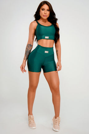 Conjunto Top e Shorts Bright Verde Lets Gym