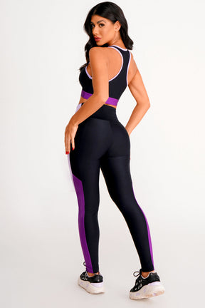 Legging Lit Preto e Lilas Lets Gym