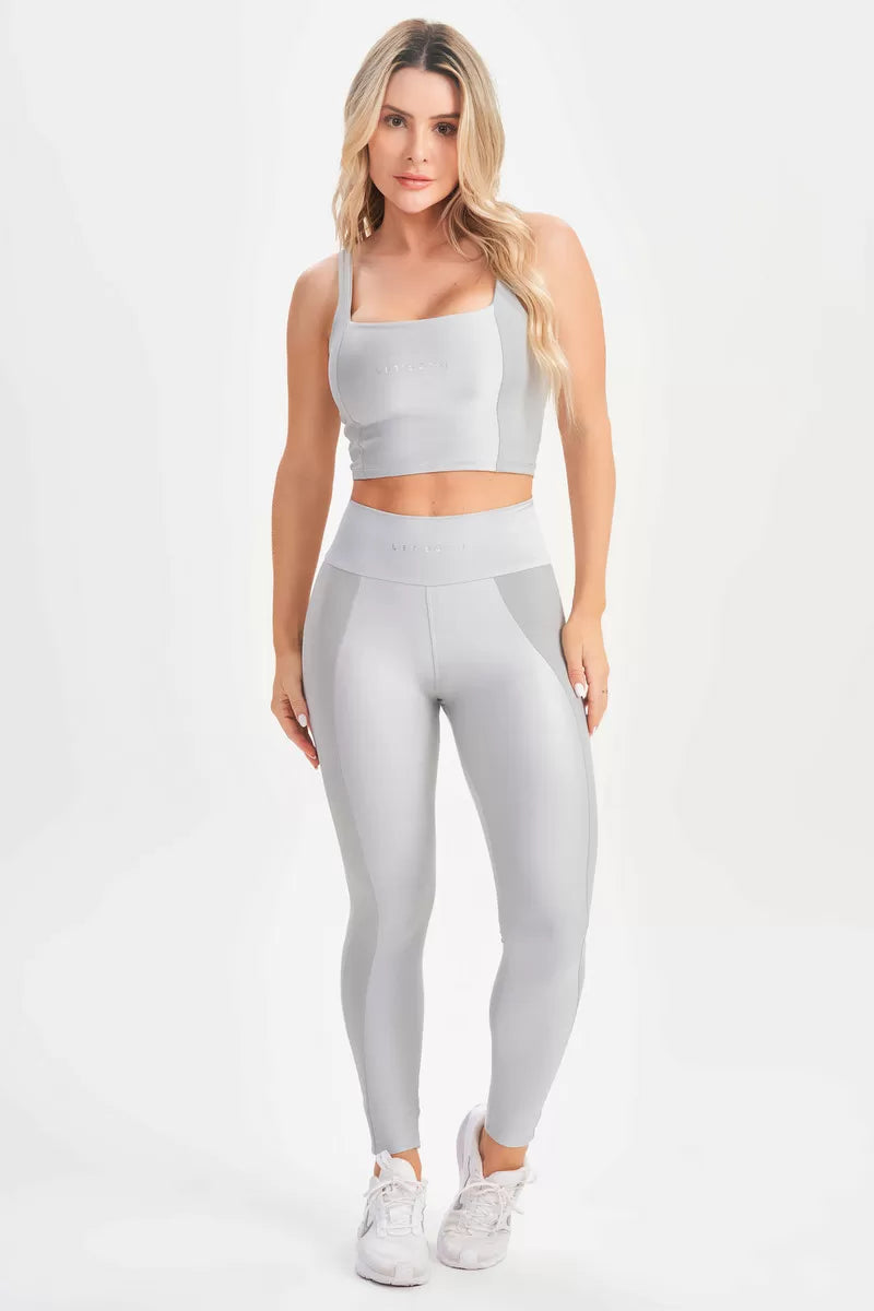 Conjunto Top e Legging Contour Prata Lets Gym