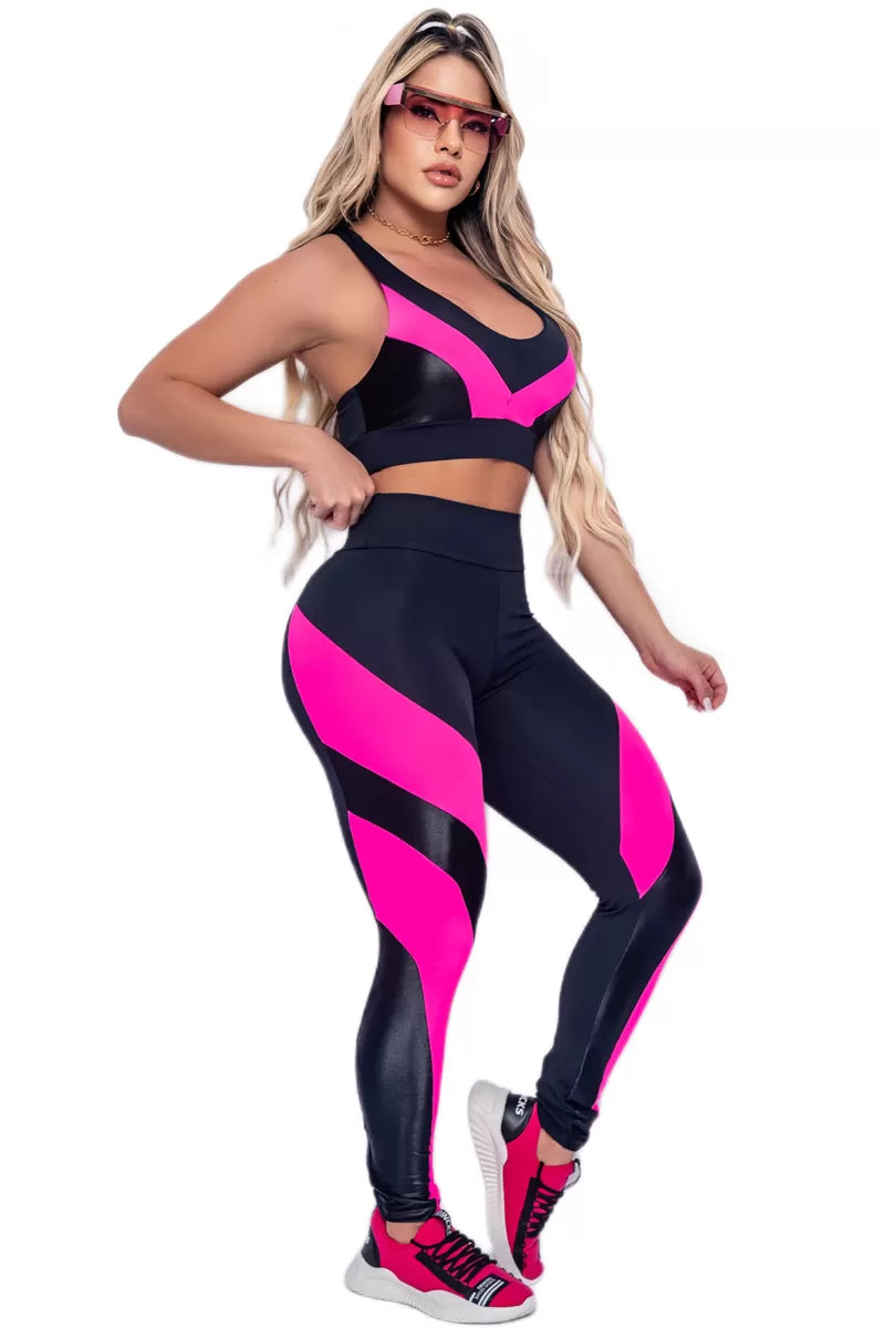 Conjunto Wave Preto e Pink