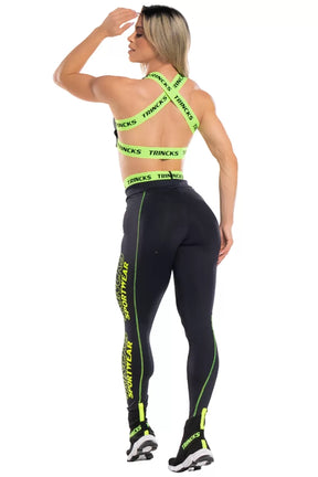 Legging Sports + Top Sports Preto Neon