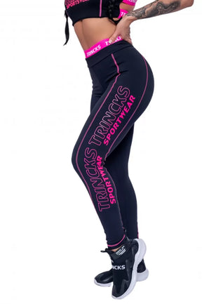 Conjunto Legging e Top Sports Preto e Pink