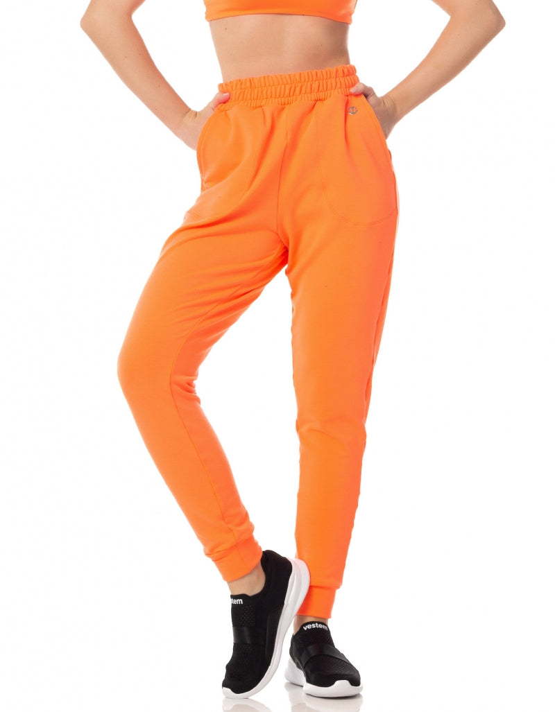 Calça Jogger Laranja Neon Vestem