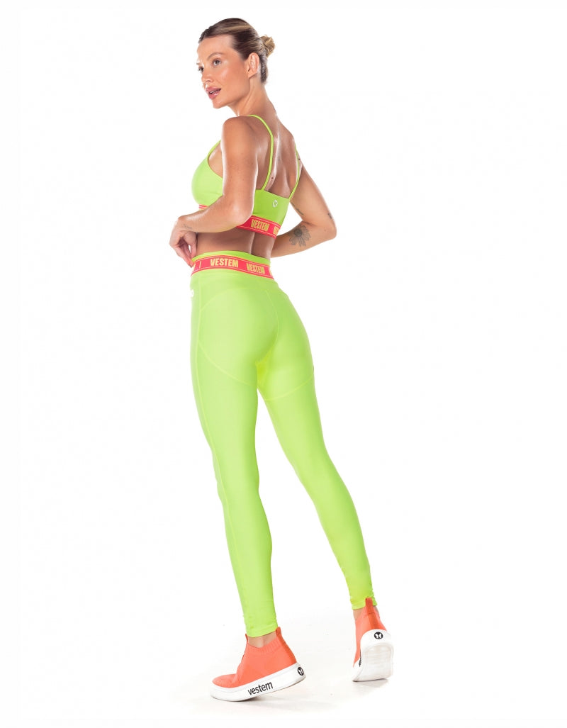 Conjunto Top e Legging Elástico Hera Amarelo Neon Vestem