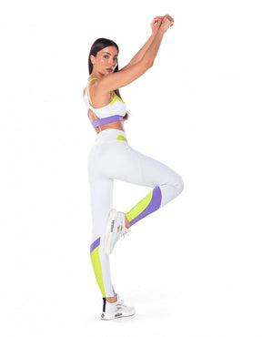 Legging Fuso com Recortes Estela Branco Vestem