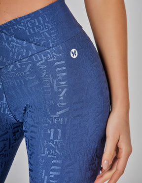 Legging Fuso Cós Transpassado Winner Azul Jeans Vestem