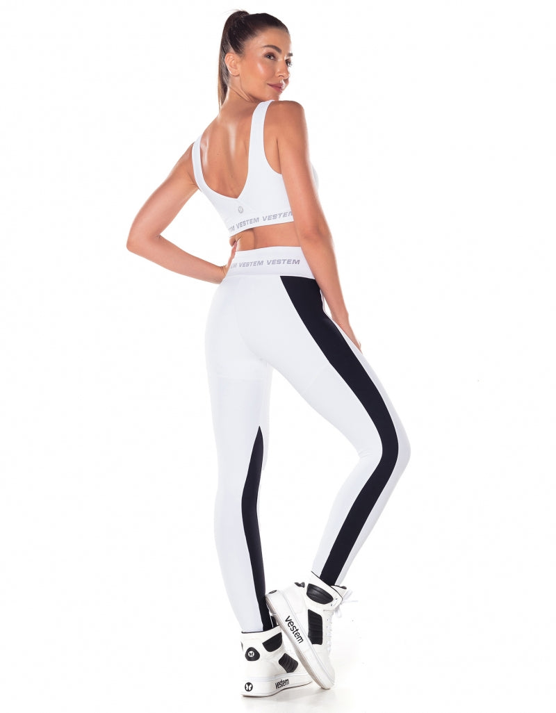 Conjunto Top e Legging com Recortes Rush Branco Vestem