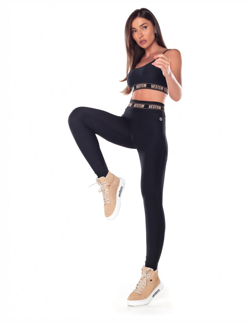 Conjunto Top e Legging Elástico Hera Preto Vestem