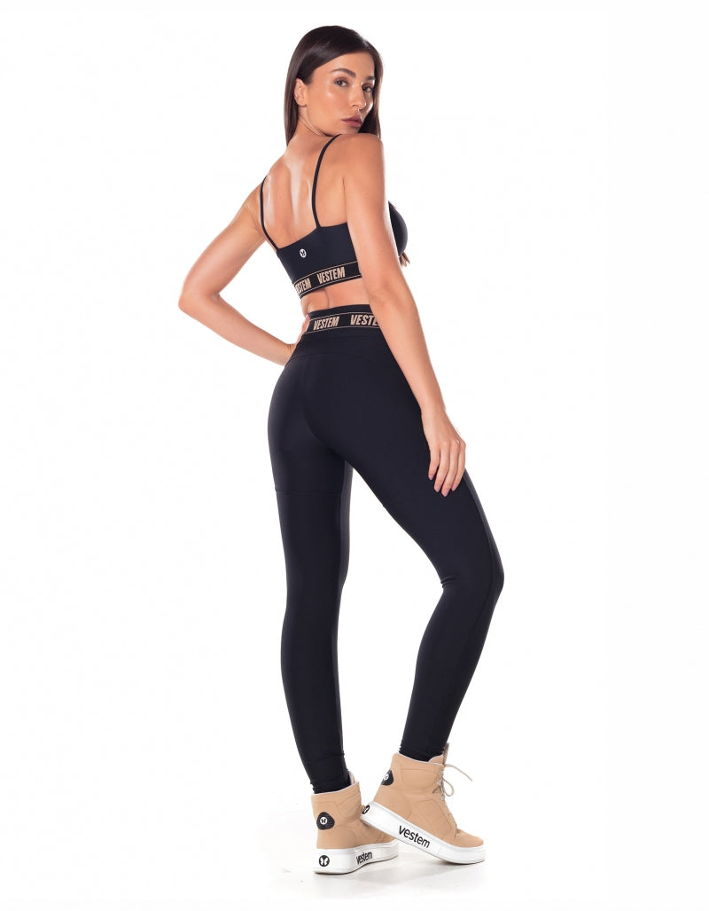 Conjunto Top e Legging Elástico Hera Preto Vestem