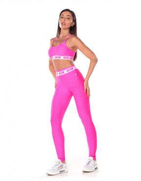 Legging Fuso Cós Elástico Hera Pink Neon Vestem