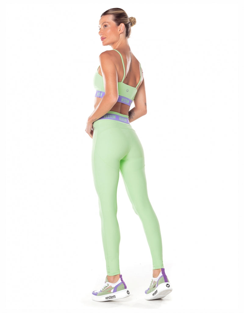 Conjunto Top e Legging Elástico Hera Verde Menta Vestem