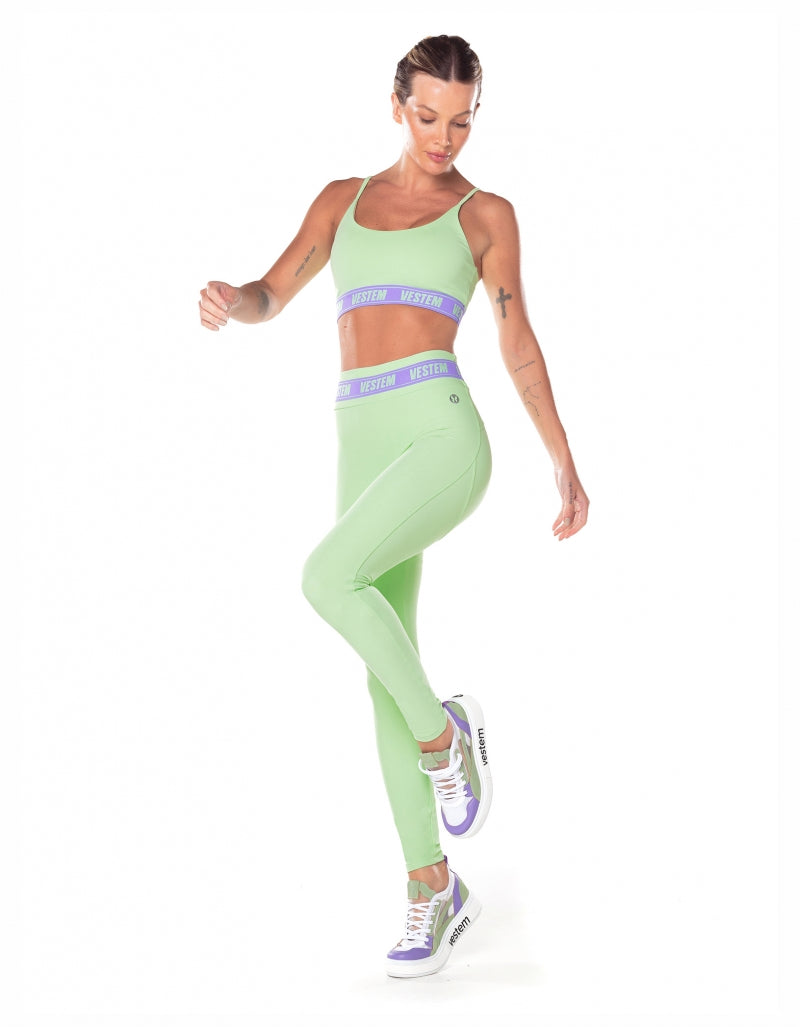 Conjunto Top e Legging Elástico Hera Verde Menta Vestem